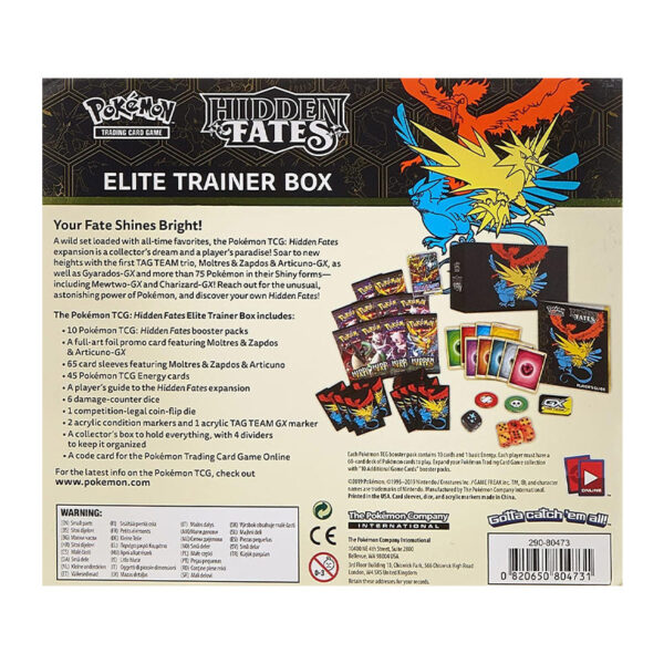 Sun and Moon Hidden Fates Elite Trainer Box Pokemon TCG